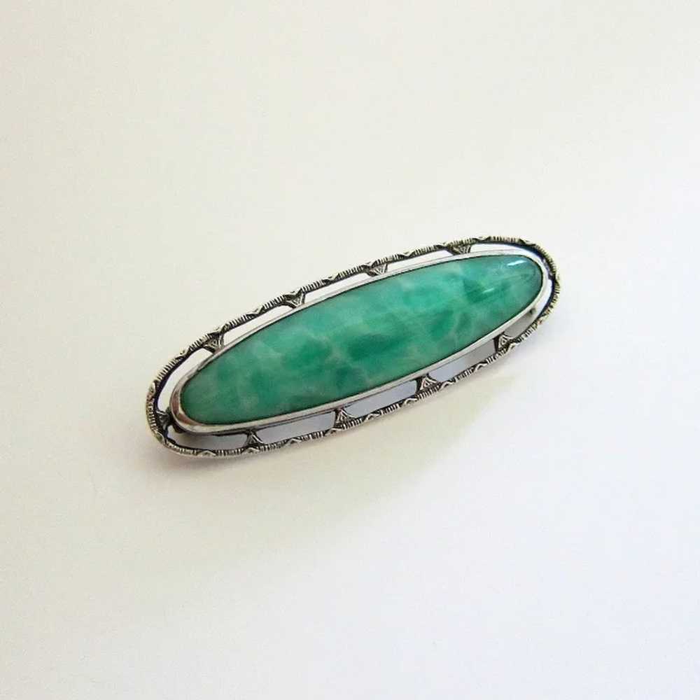 Art Deco Sterling Art Glass Brooch - image 6