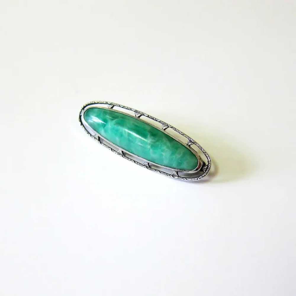 Art Deco Sterling Art Glass Brooch - image 8