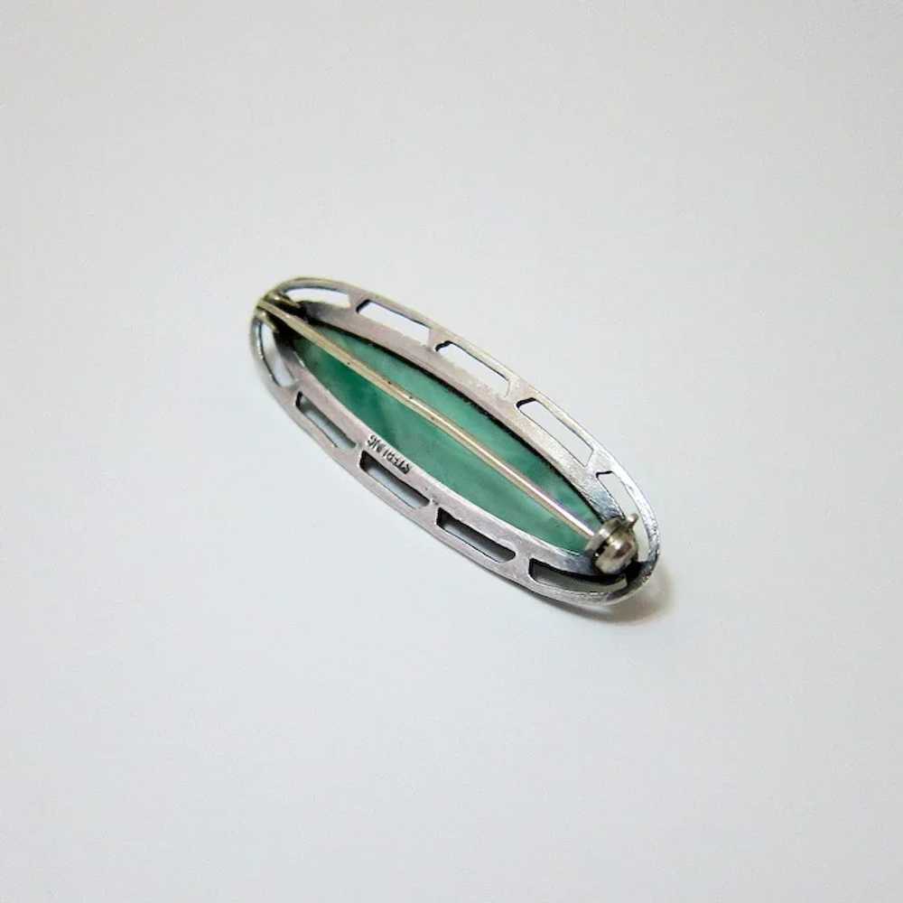 Art Deco Sterling Art Glass Brooch - image 9