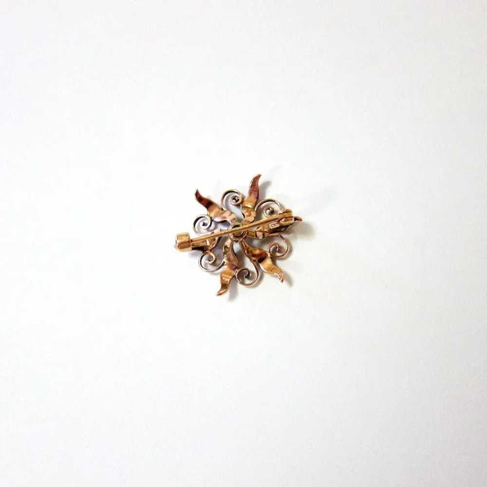 Late Victorian 10K Rose Gold Seed Pearl Starburst… - image 3