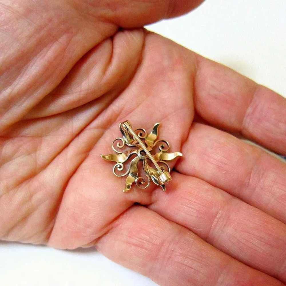 Late Victorian 10K Rose Gold Seed Pearl Starburst… - image 7