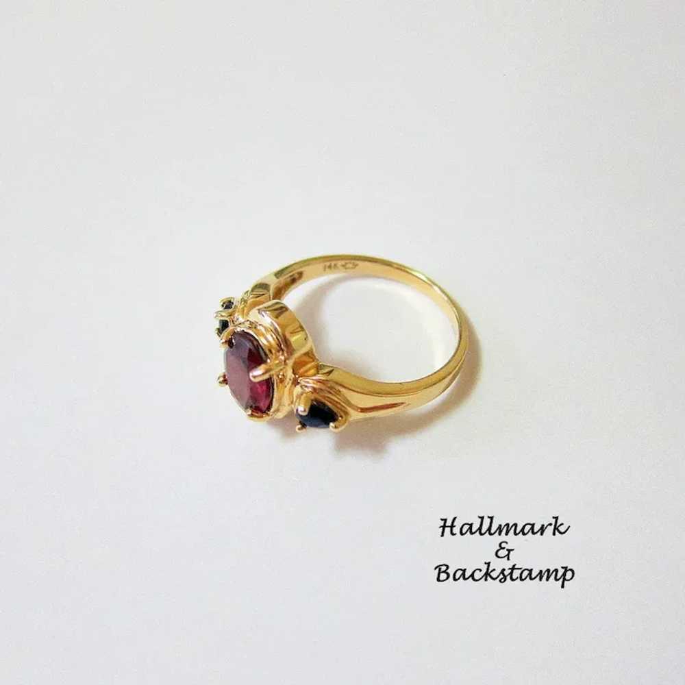 Amethyst Blue Topaz 14k Yellow Gold Ring - image 7