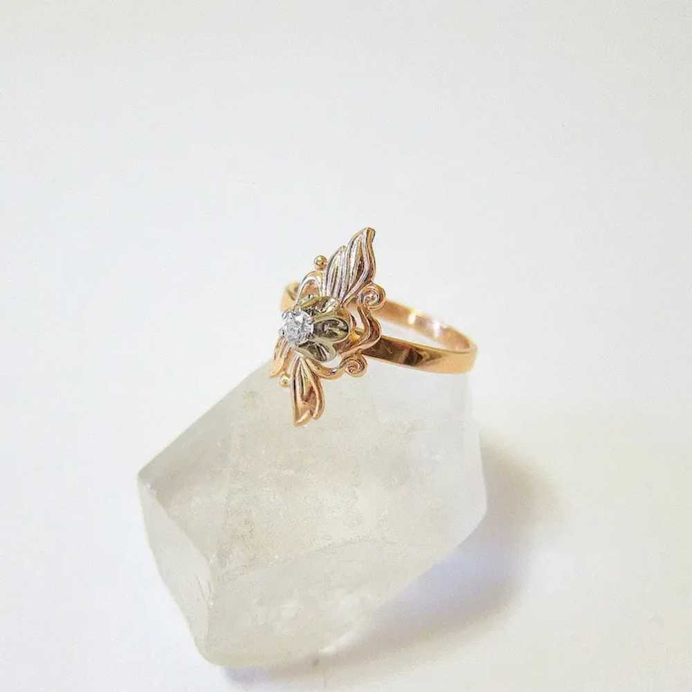 14K Rose and White Gold Quartz Ring - image 3