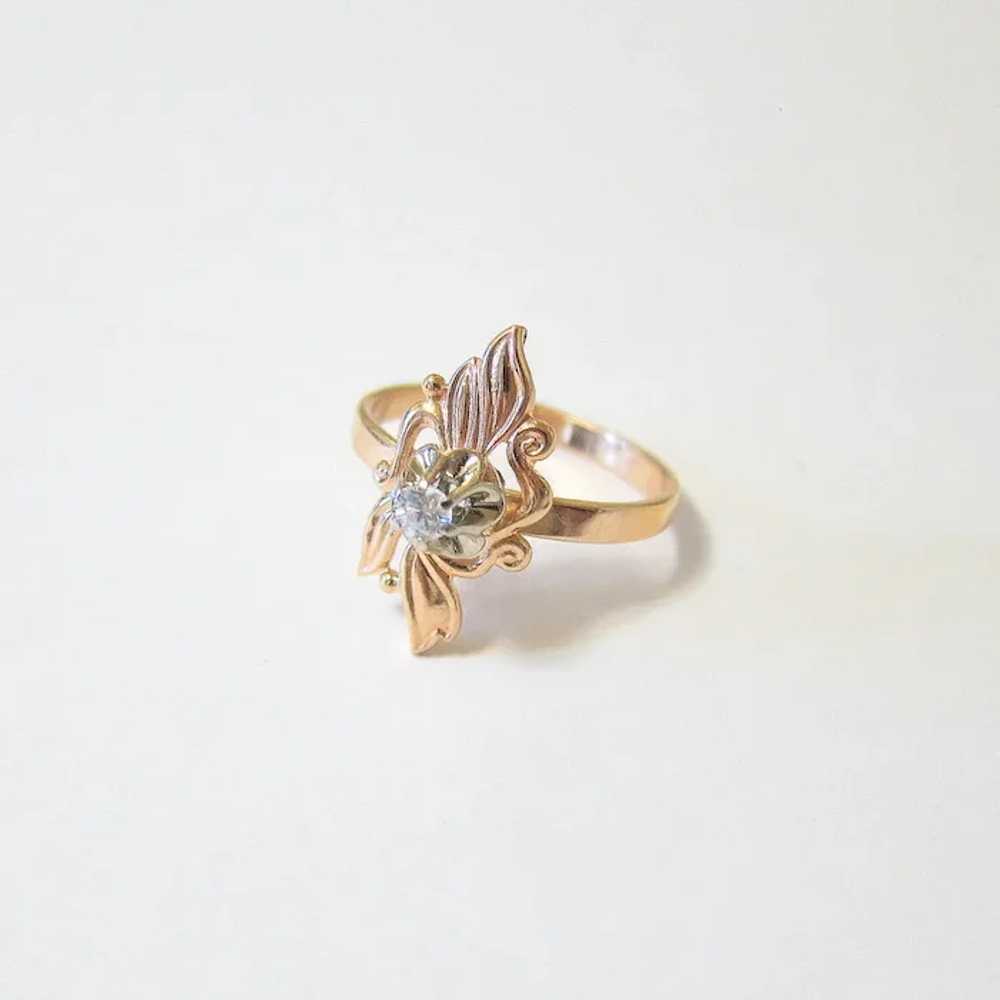 14K Rose and White Gold Quartz Ring - image 5