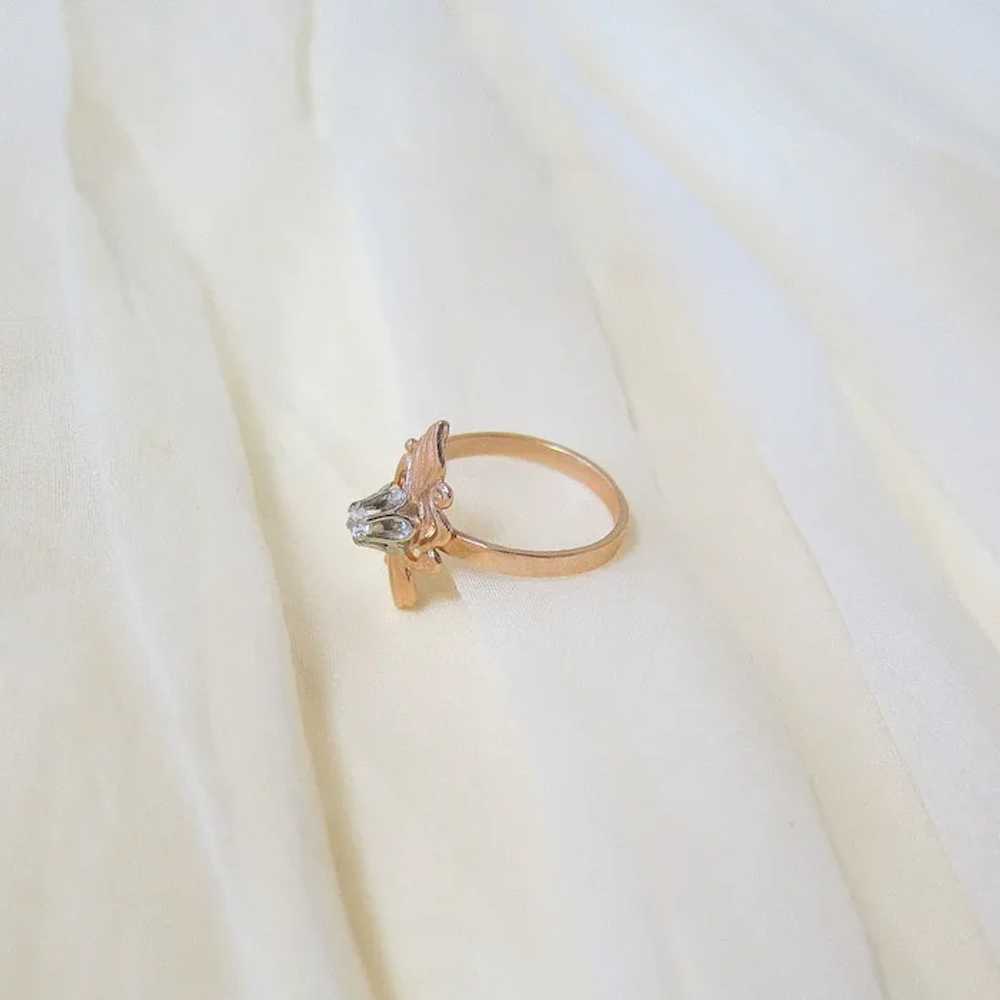 14K Rose and White Gold Quartz Ring - image 8