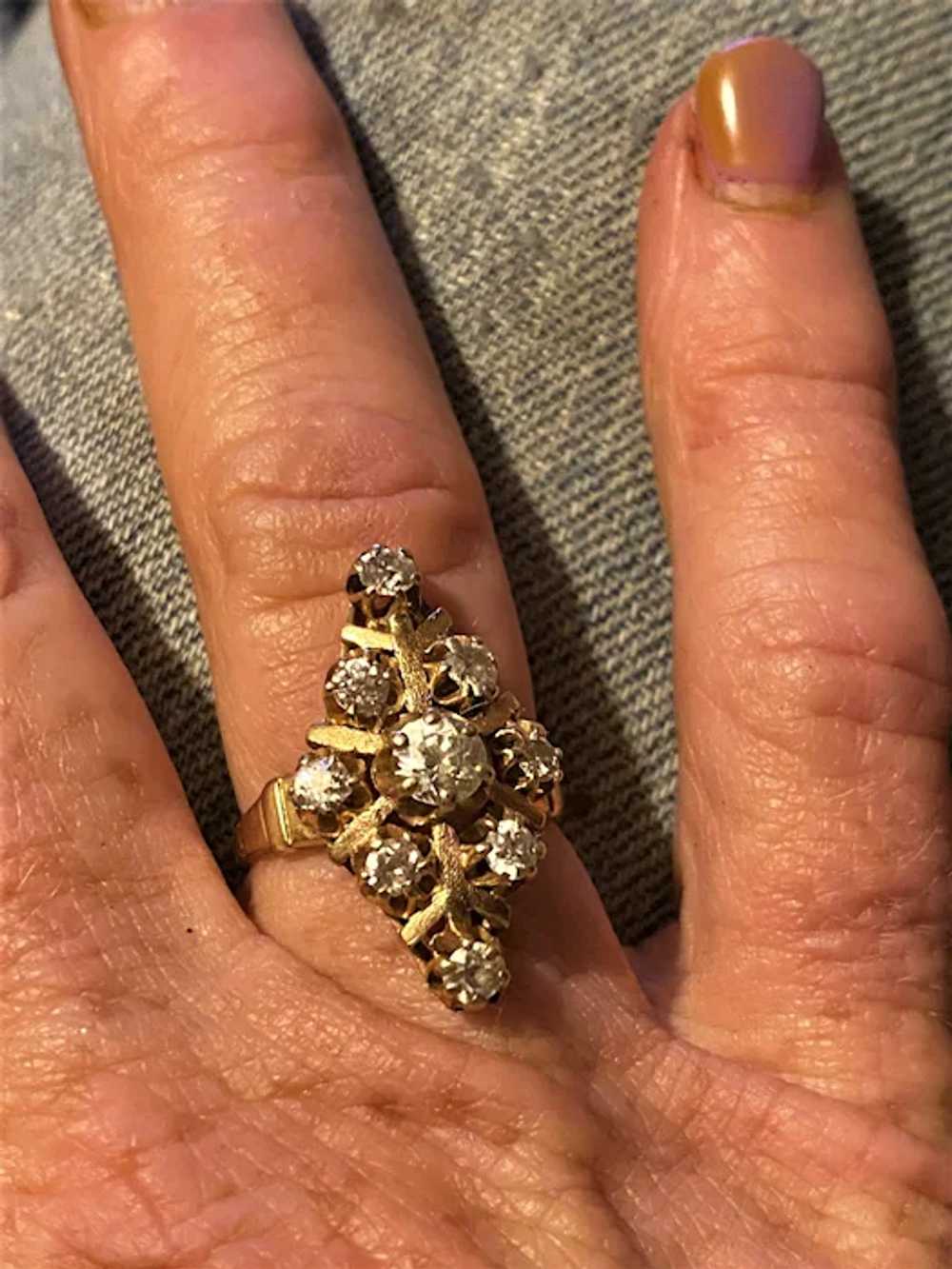 Wonderful Antique 14K Gold Diamond Cluster Ring - image 10
