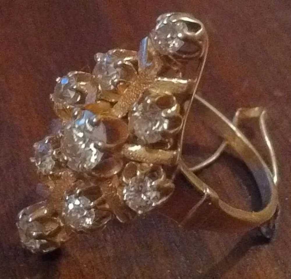 Wonderful Antique 14K Gold Diamond Cluster Ring - image 2