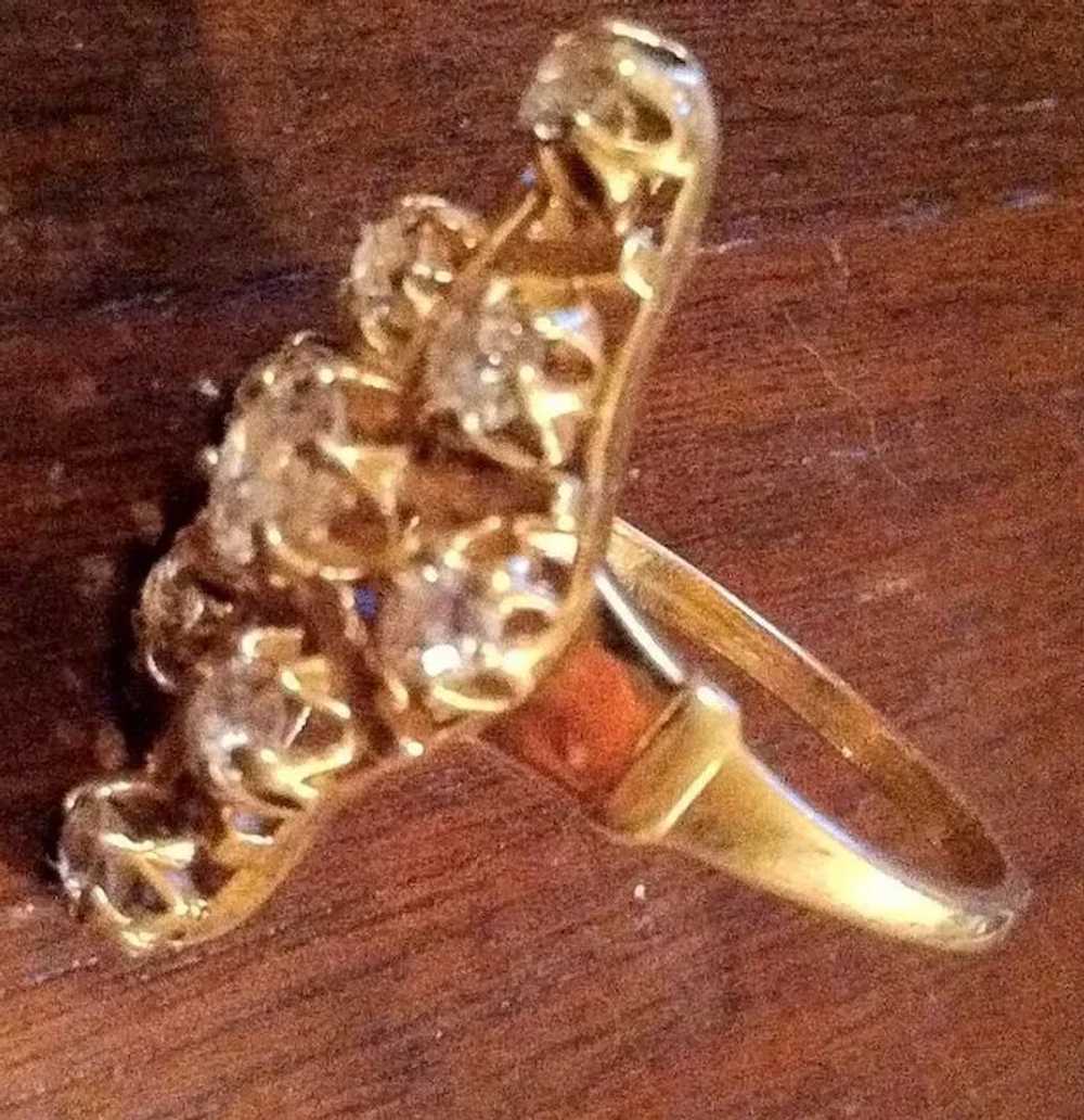 Wonderful Antique 14K Gold Diamond Cluster Ring - image 3