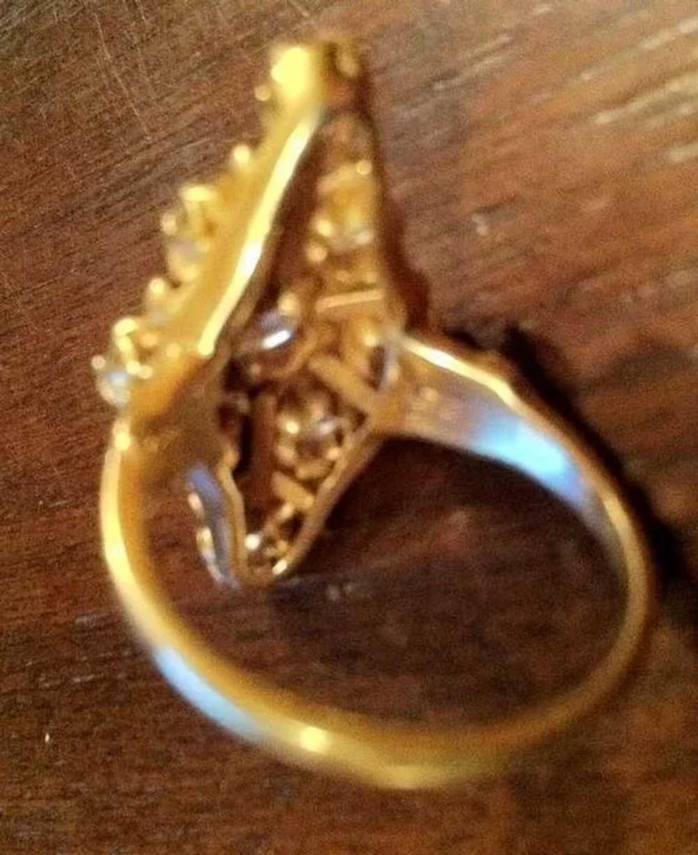Wonderful Antique 14K Gold Diamond Cluster Ring - image 5