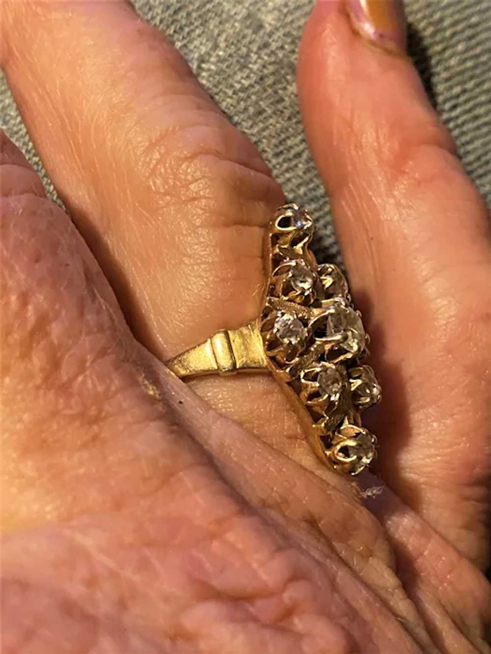 Wonderful Antique 14K Gold Diamond Cluster Ring - image 9