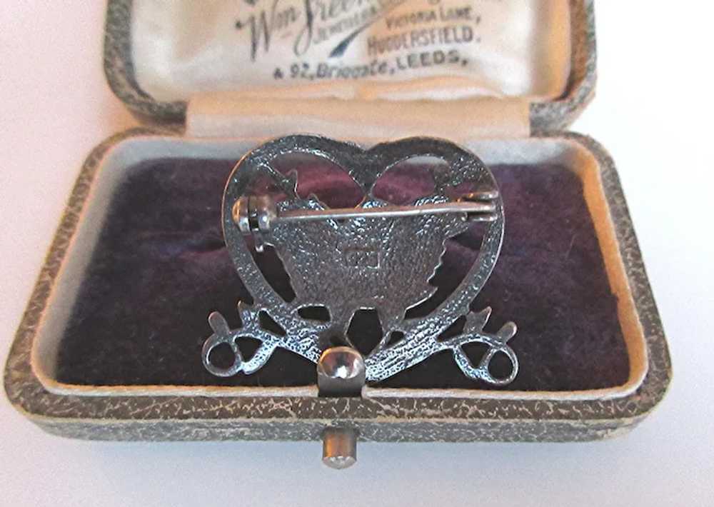 Vintage Sterling Bird In a Heart Romantic Brooch - image 4