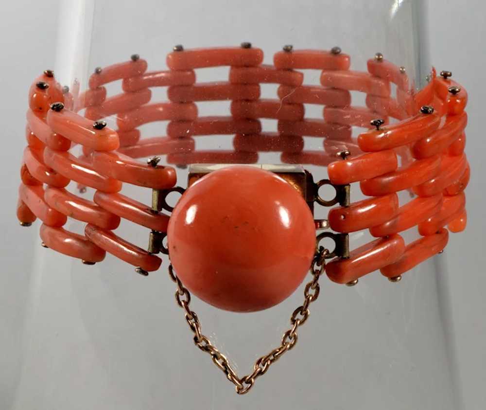 Antique Victorian Salmon Coral Gold Filled Gate B… - image 2