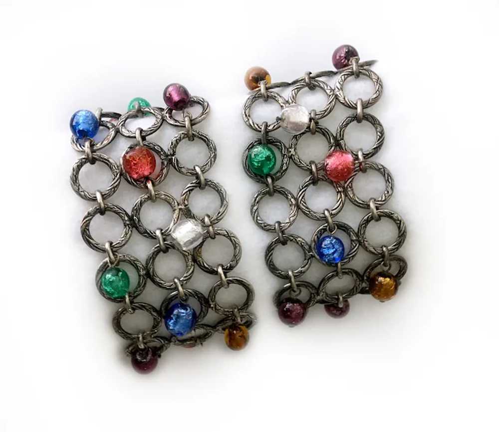 Pair (2) Chain Mail Bracelets with Silver Foil Be… - image 2