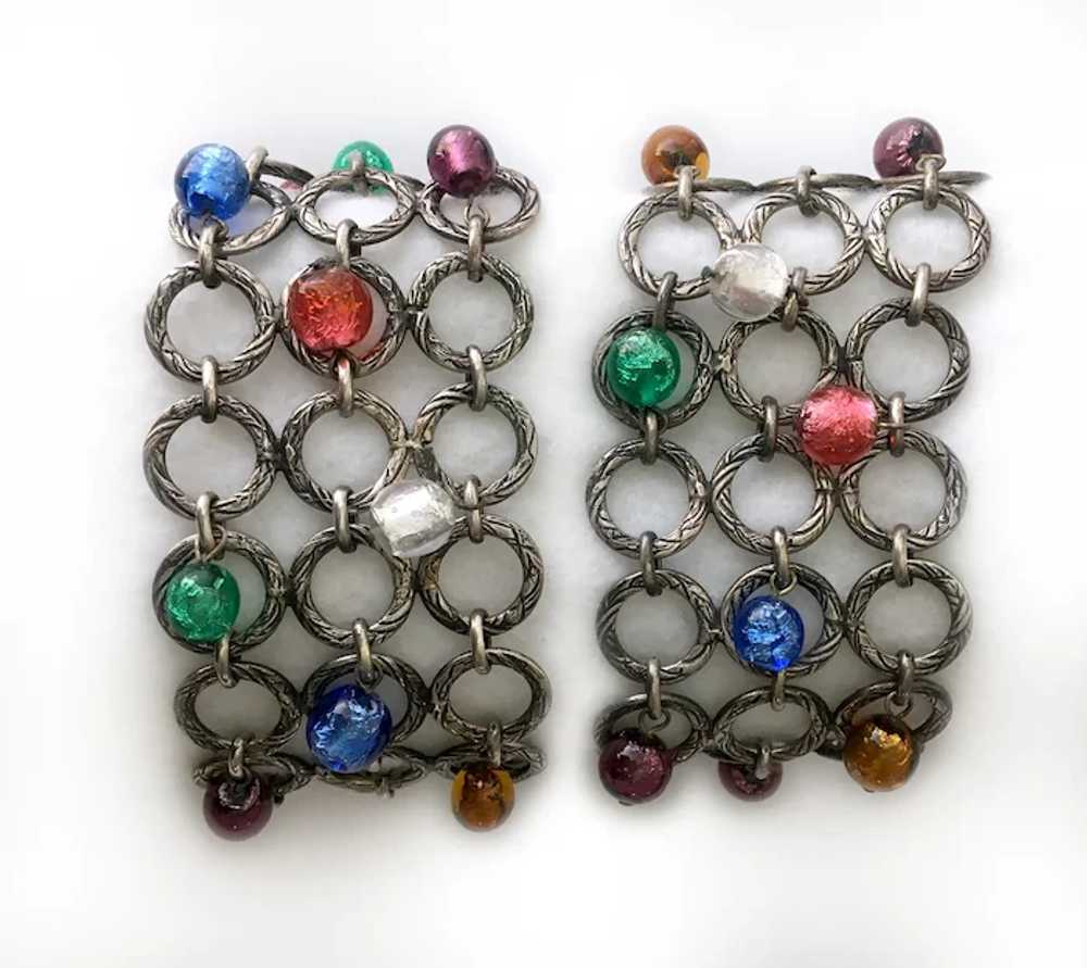 Pair (2) Chain Mail Bracelets with Silver Foil Be… - image 5