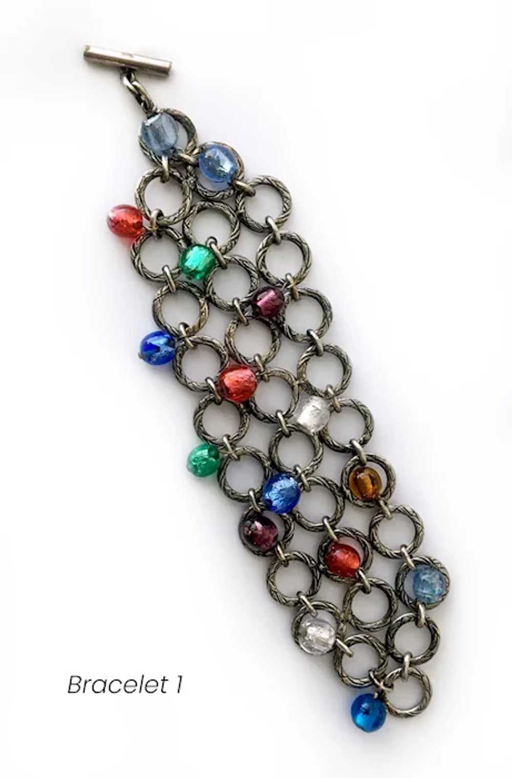 Pair (2) Chain Mail Bracelets with Silver Foil Be… - image 7