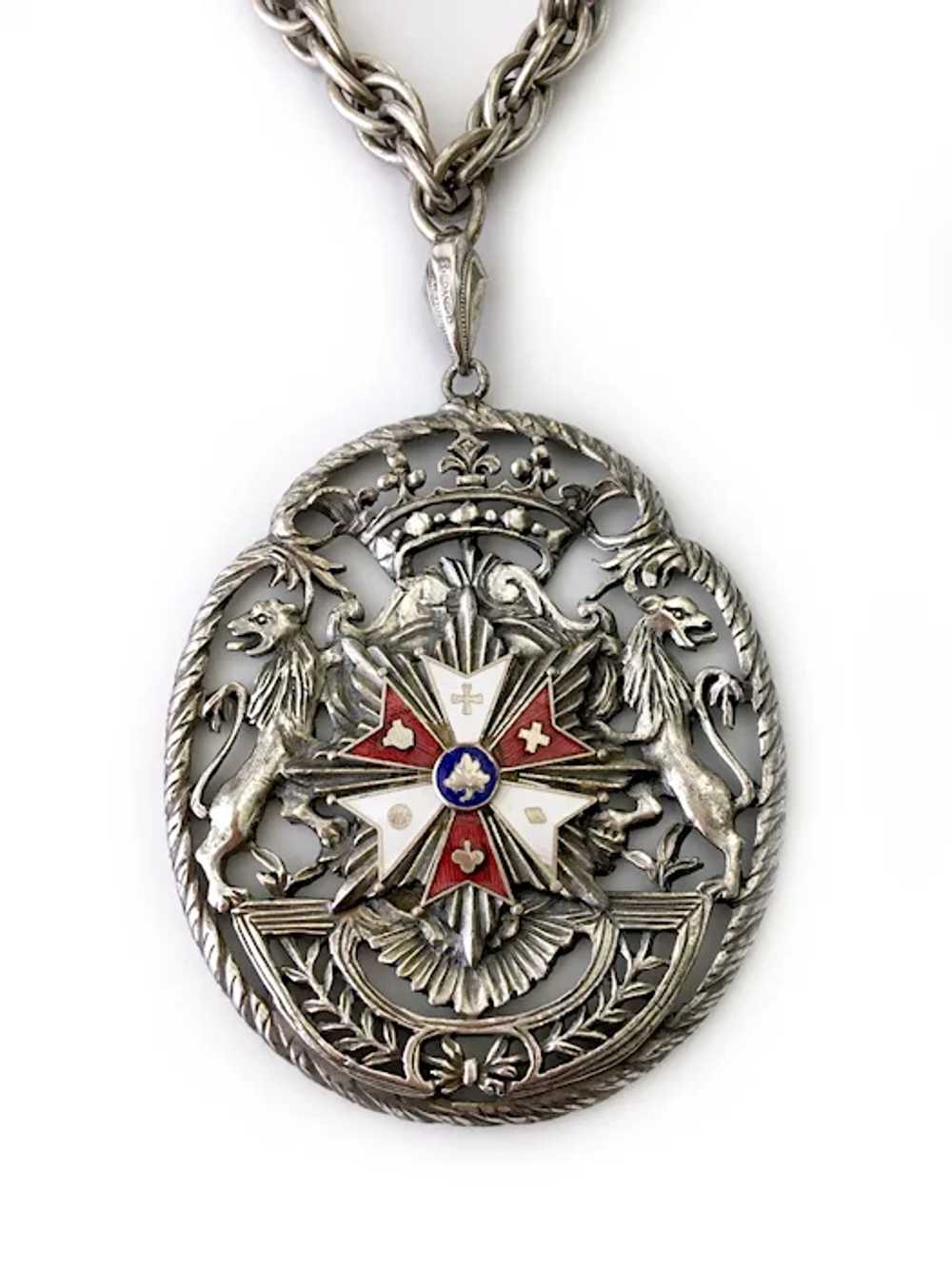 Large Regal Coat-of-Arms/Heraldic Shield Pendant … - image 4
