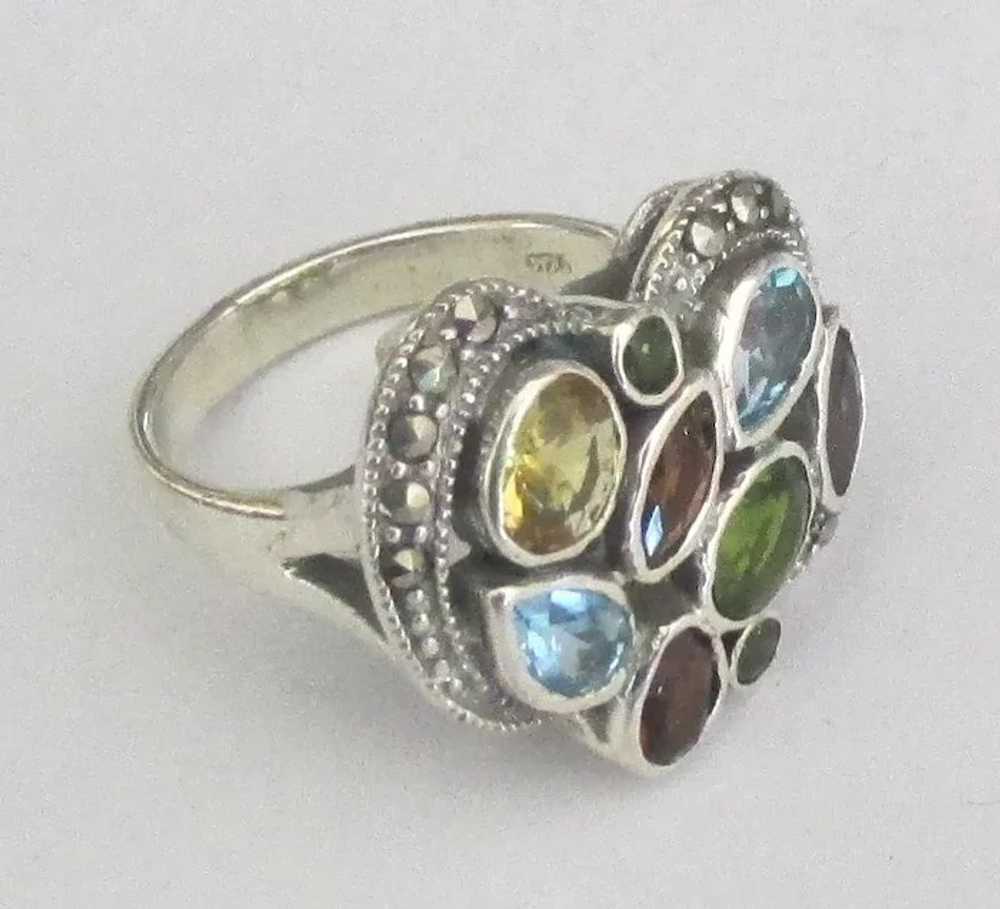 Sparkling Sterling Gemstone Ring with Marcasite - image 3