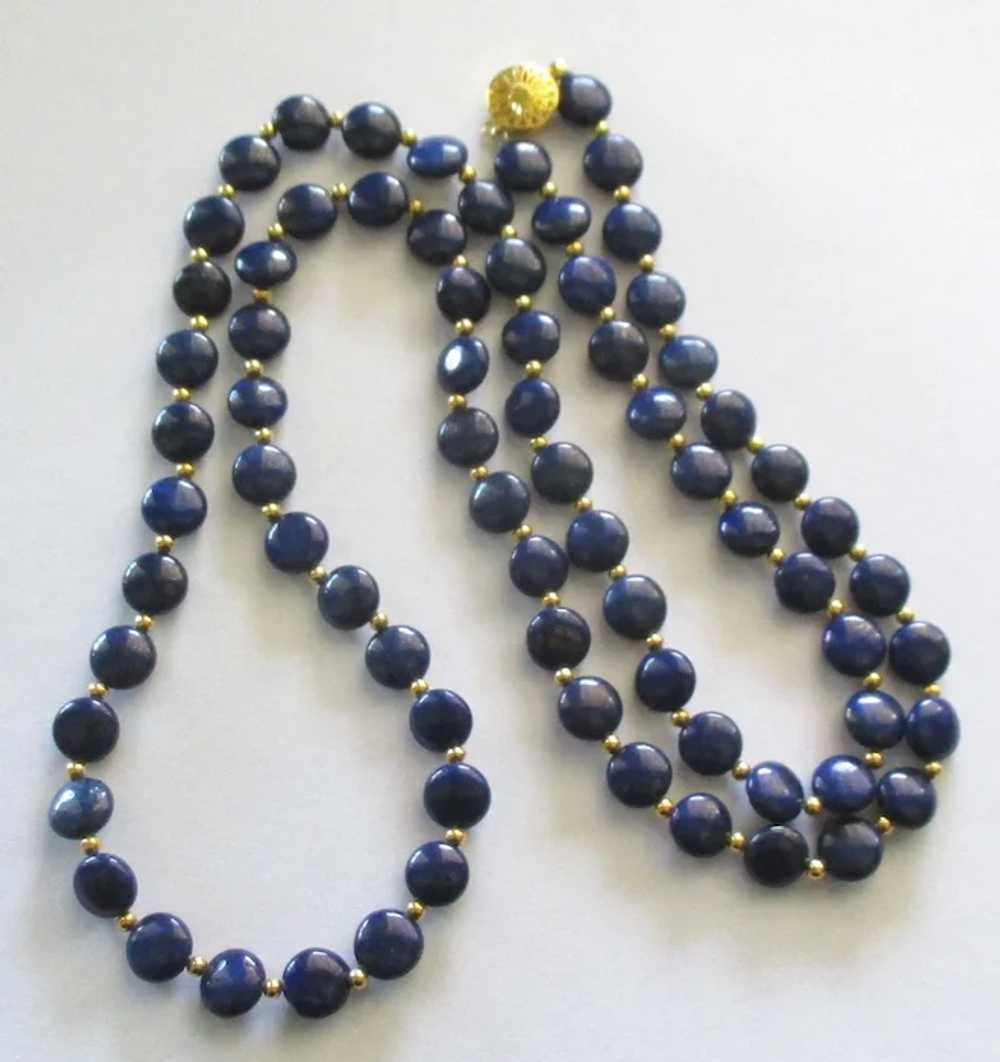 Beautiful Vintage Lapis 36 Inch Necklace with Ver… - image 2