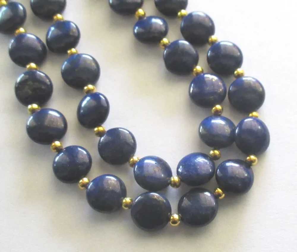 Beautiful Vintage Lapis 36 Inch Necklace with Ver… - image 3