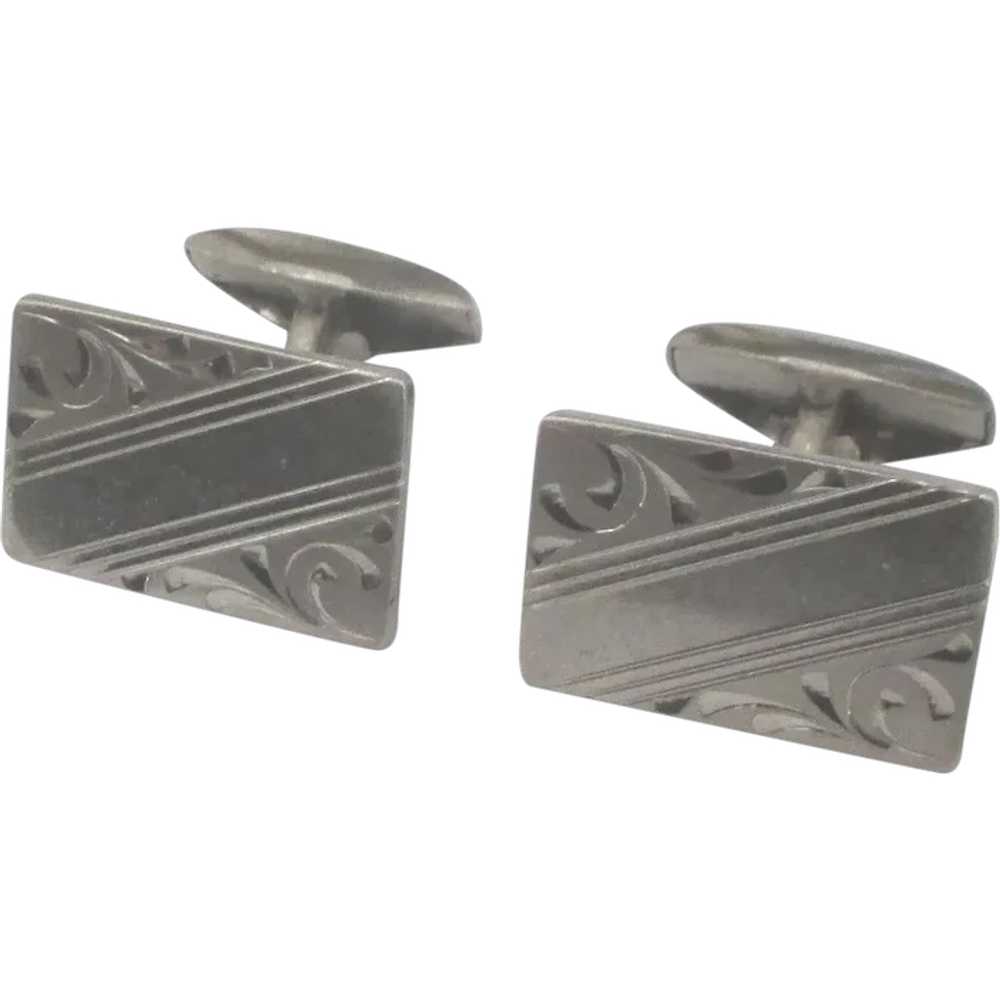 Vintage Art Deco Sterling Cufflinks - image 1