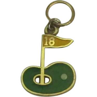 Gold Over Sterling Enamel Golf Charm - image 1