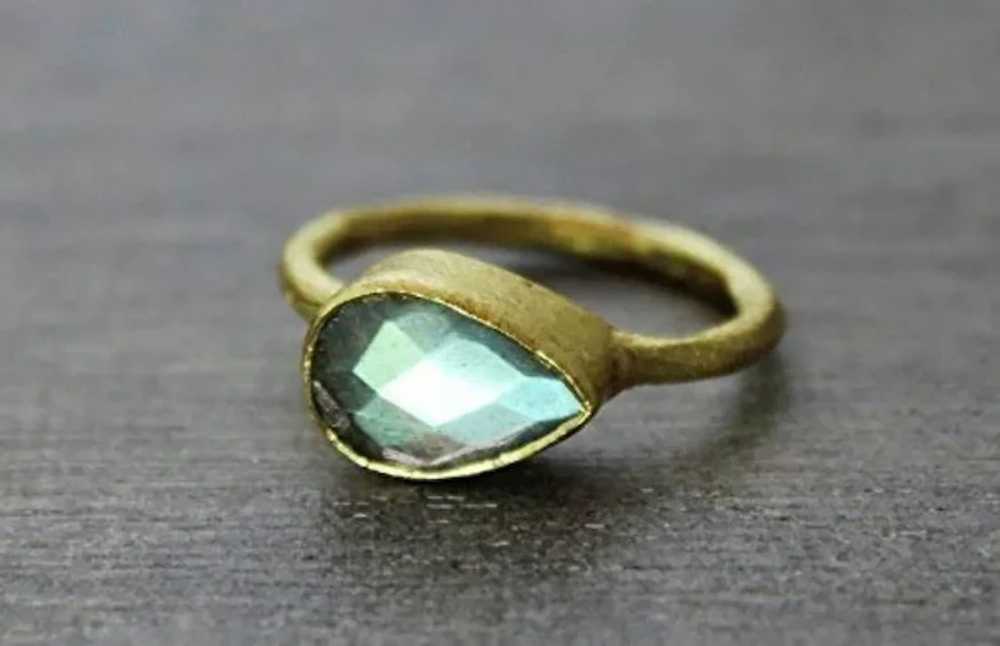 Labradorite Pear Shape Gold Plated Sterling Silve… - image 2