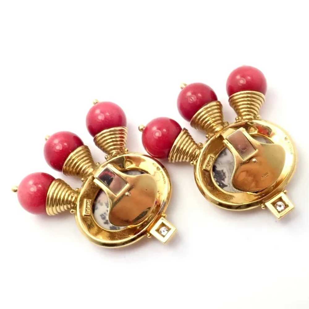 Elizabeth Gage 18k Yellow Gold Red Coral White Ag… - image 5