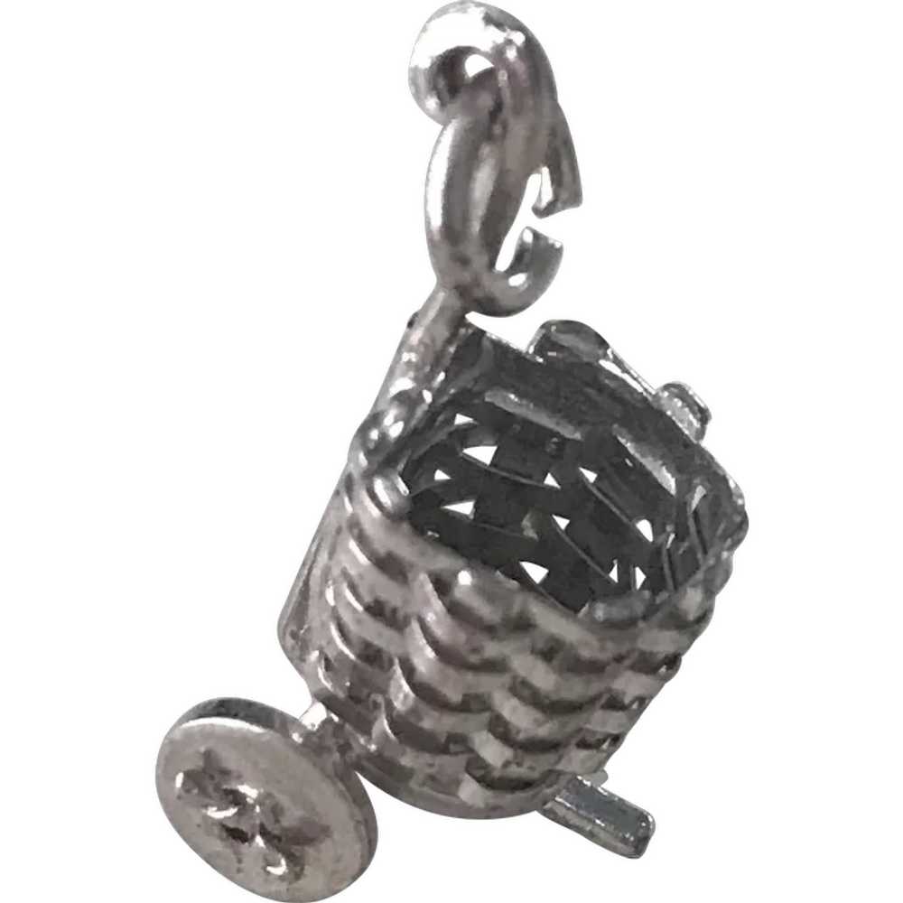 Rolling Basket Cart Vintage Charm Sterling Silver… - image 1