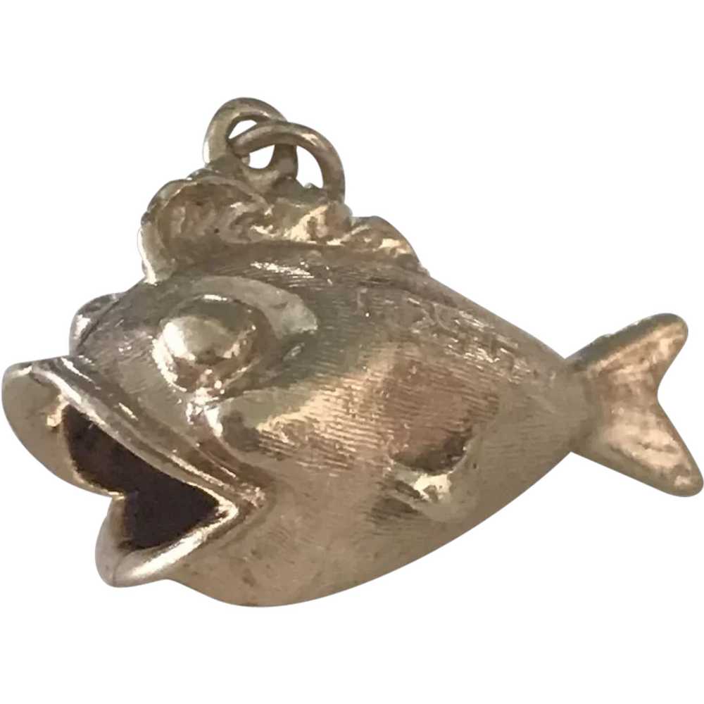 Fat Round Fish Vintage Charm 14K Gold circa 1958 - image 1
