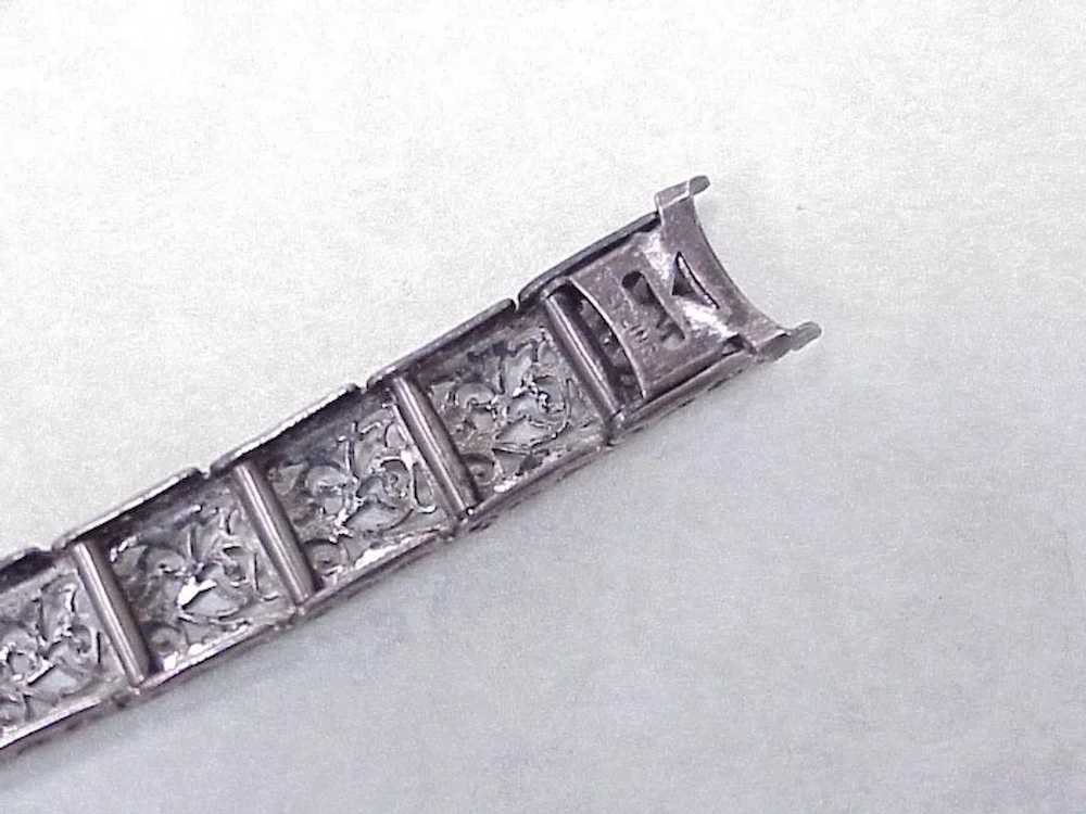 Art Deco Filigree Bracelet Sterling Silver, Faux … - image 2