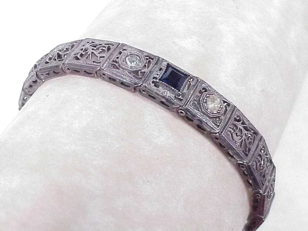 Art Deco Filigree Bracelet Sterling Silver, Faux … - image 6