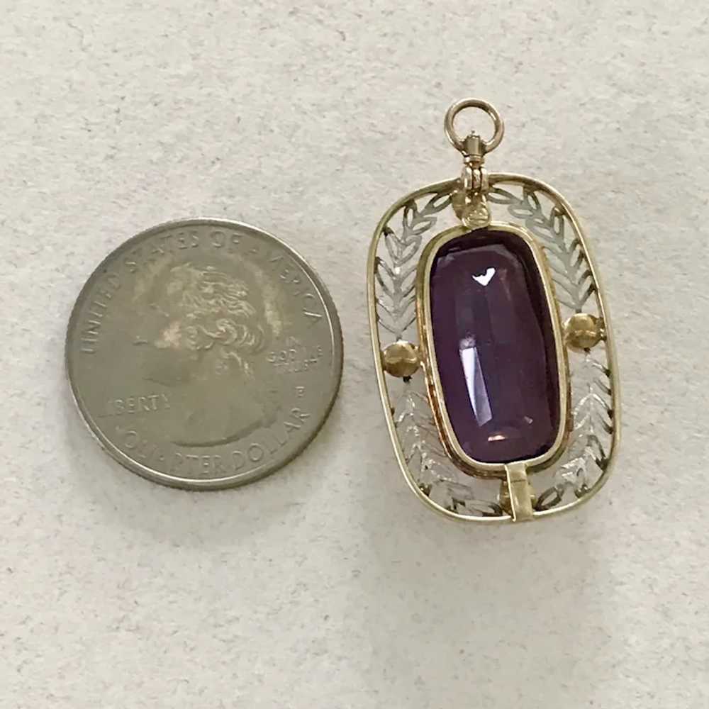 Vintage Pendant 14K Two-Tone Gold Amethyst & Cult… - image 2