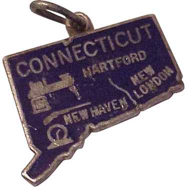 Enameled Connecticut US State Vintage Charm Sterl… - image 1