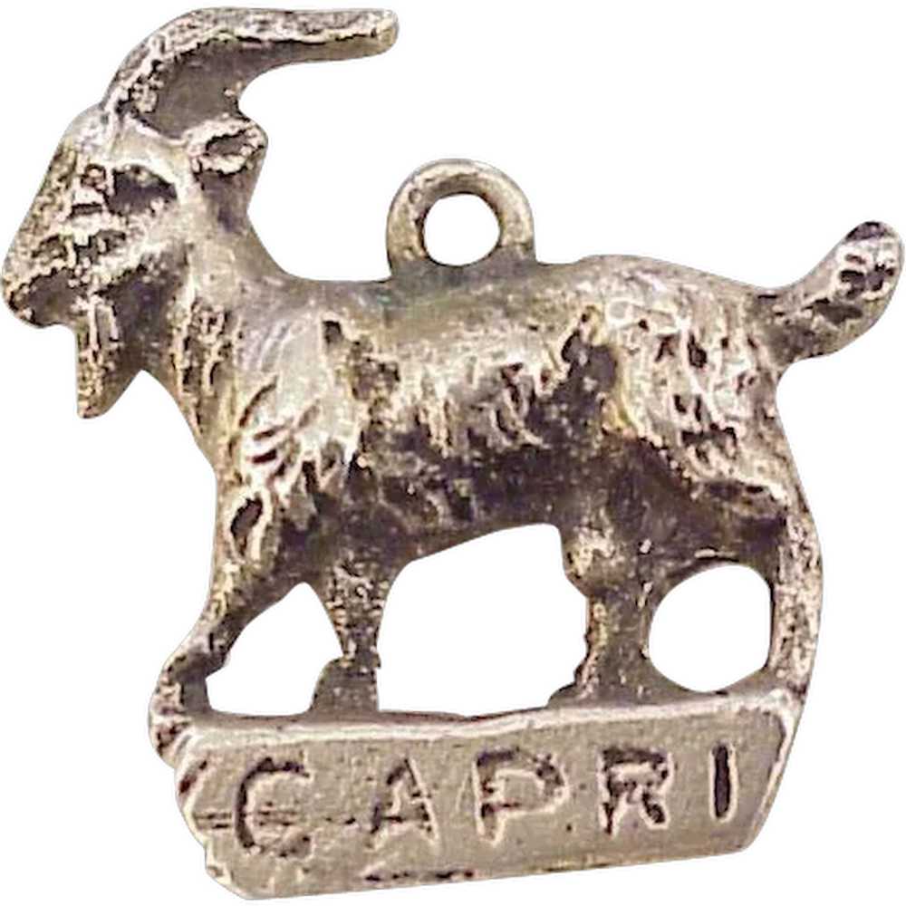 Vintage Capri / Goat Charm 800 Silver, Italy Trav… - image 1