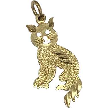 Feline Cat Kitten Vintage Charm 14K Gold