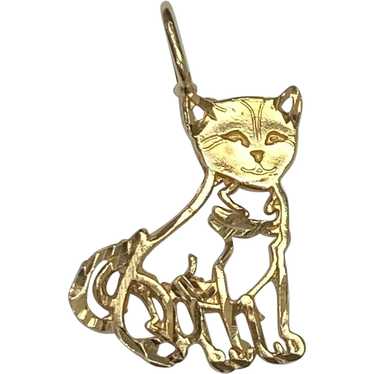 14k Yellow Gold Cat Charm – Knox Jewels
