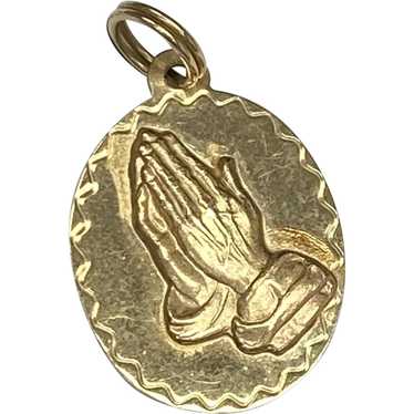 Praying Hands Vintage Faith Charm 14K Gold - image 1