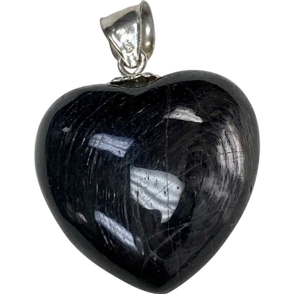 Big Labradorite Puffy Heart Charm / Pendant Sterl… - image 1