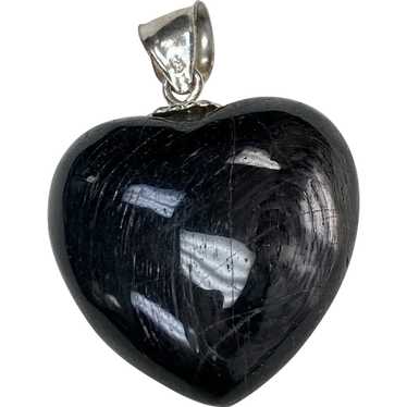 Big Labradorite Puffy Heart Charm / Pendant Sterli