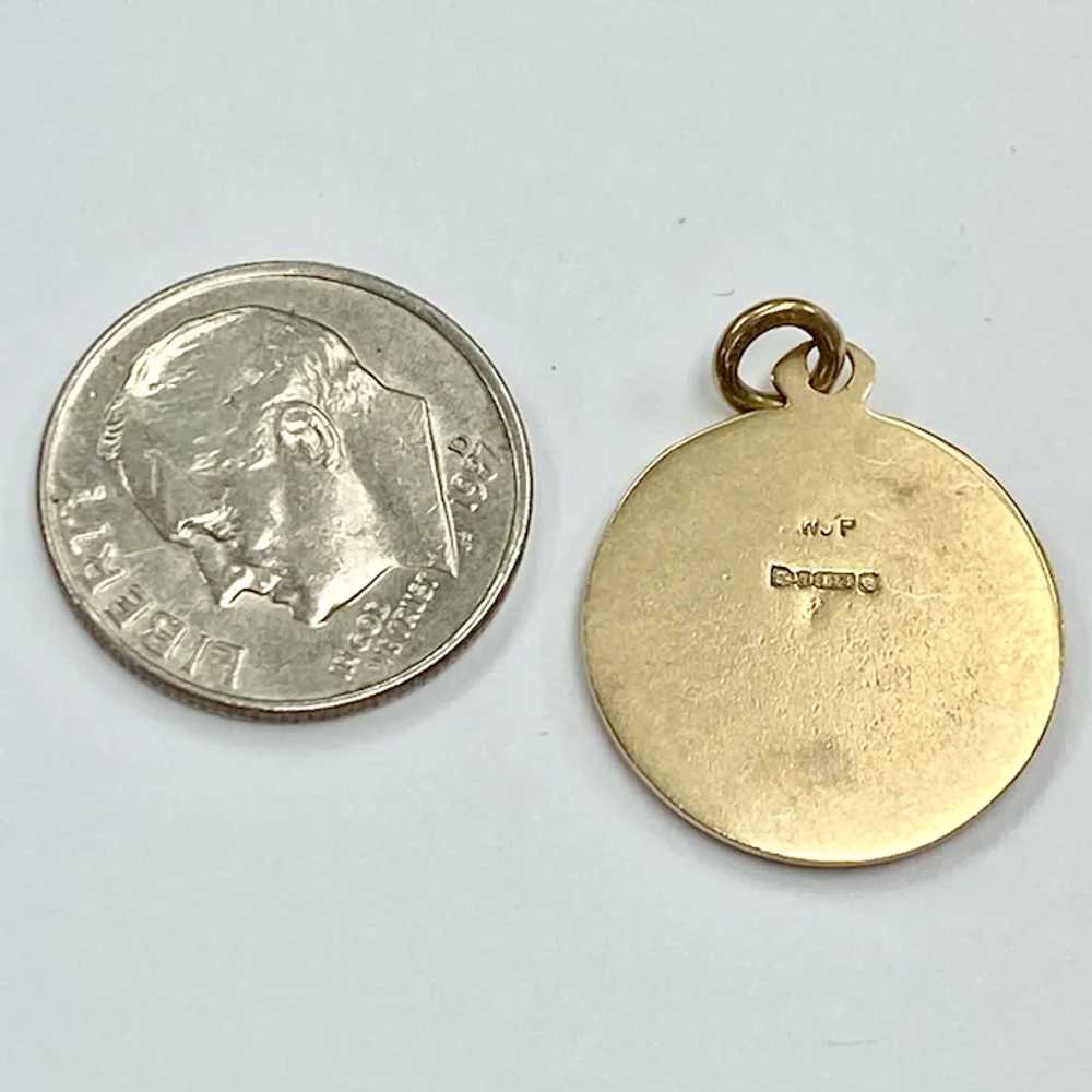 St Christopher Vintage Medal / Charm 9K English G… - image 2