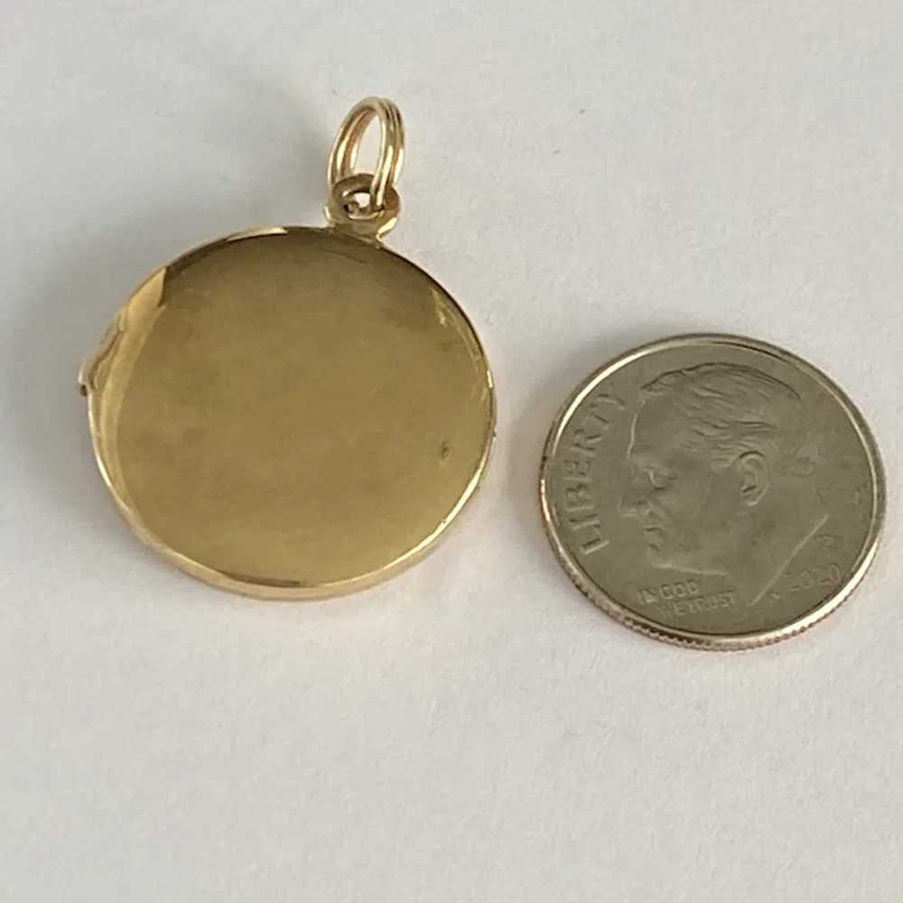 Vintage Round Locket pendant with Diamond Accent - image 3