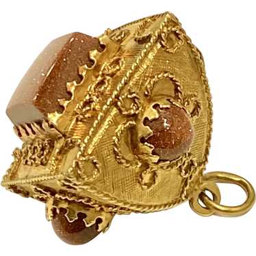 Big Jeweled Bauble Charm 18K Gold & Goldstone
