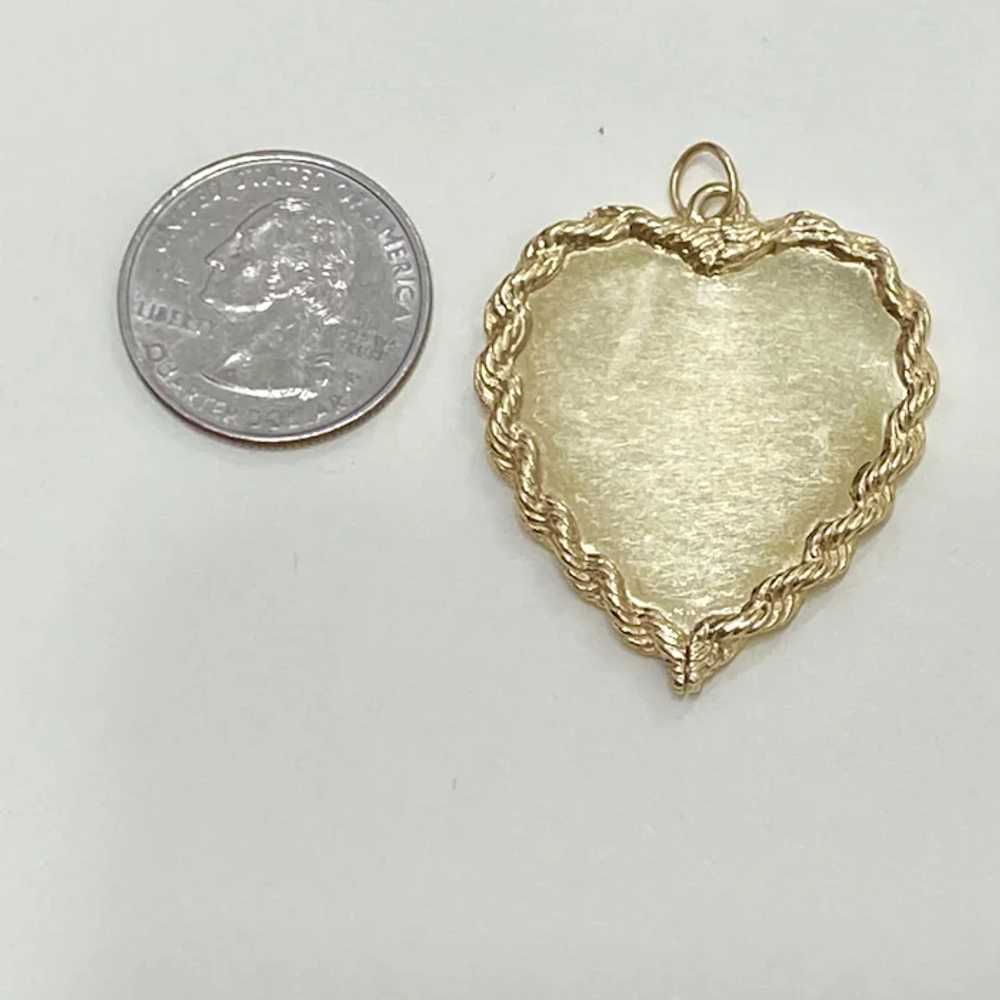 Large Heart Vintage Charm 14K Gold - image 2