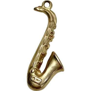 Saxophone Vintage Charm 14K Gold Three- Dimension… - image 1