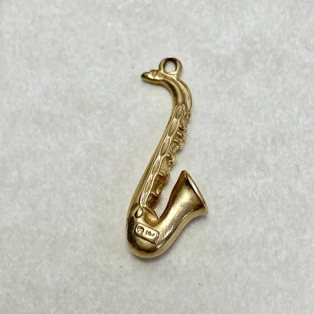 Saxophone Vintage Charm 14K Gold Three- Dimension… - image 4