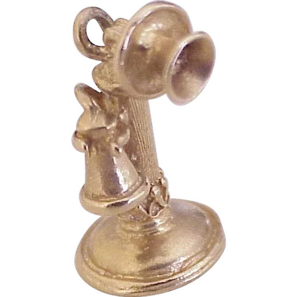 Candlestick Telephone Vintage Charm 14K Gold Thre… - image 1