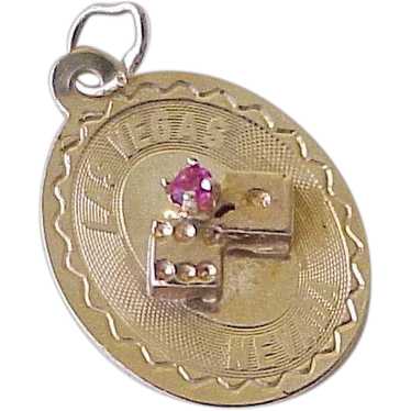 Las Vegas Vintage Charm 14k Gold Ruby Accent circ… - image 1