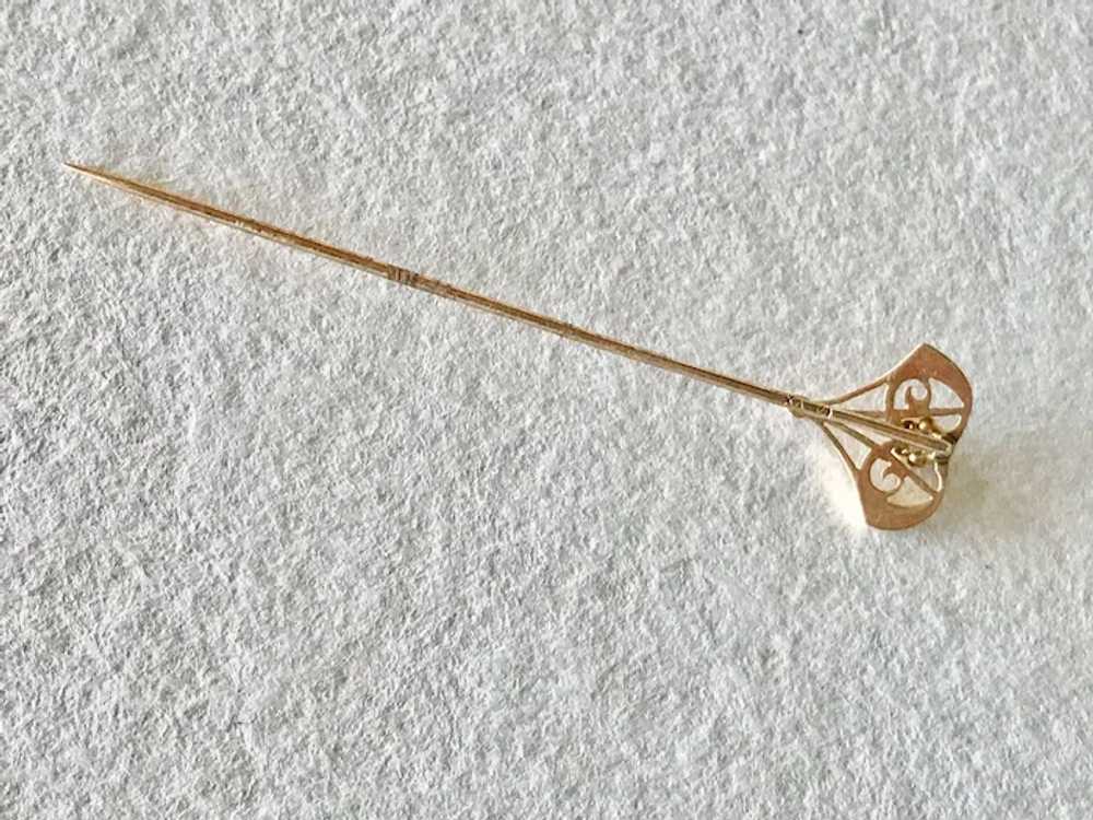 Edwardian Diamond Stick Pin 14K Gold - image 2