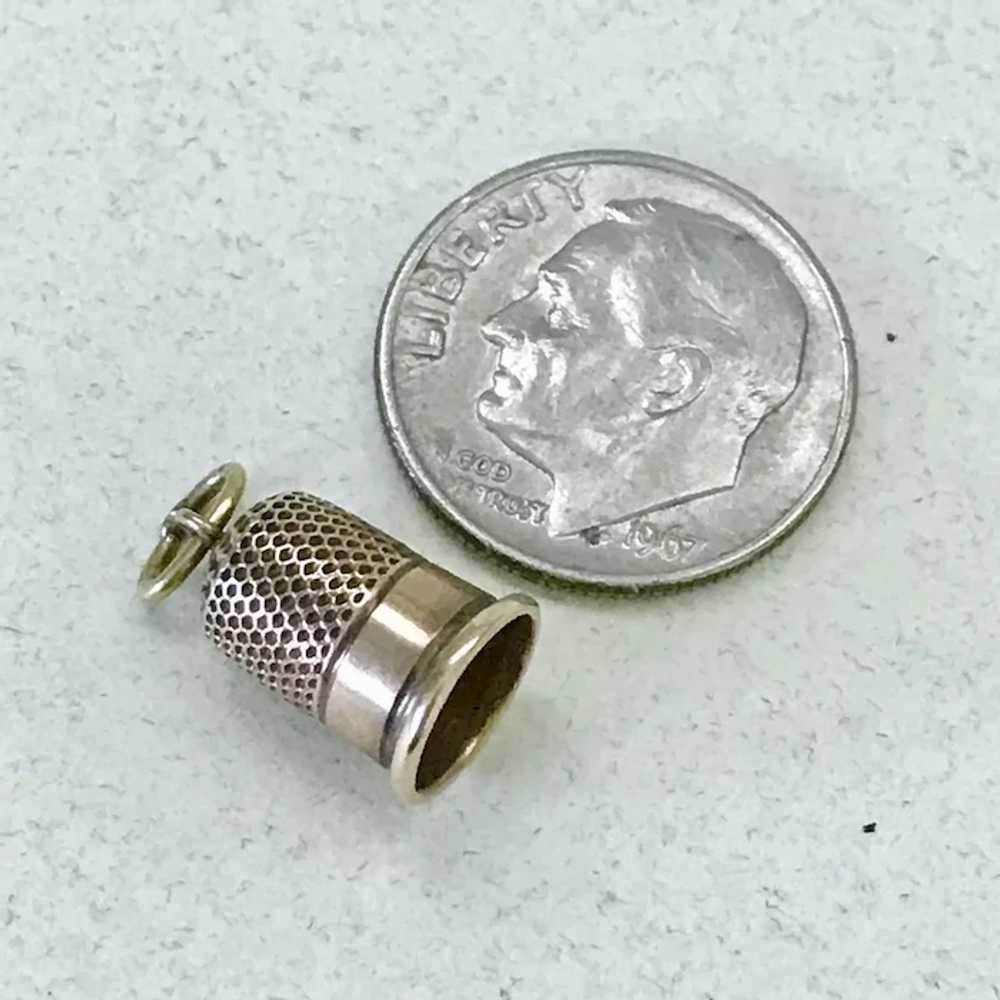 Rose Gold Vintage Thimble Charm 10K Three-Dimensi… - image 2