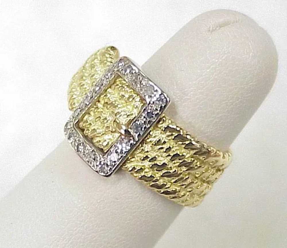 Estate Diamond Buckle / Garter Ring 18K Gold Yell… - image 3
